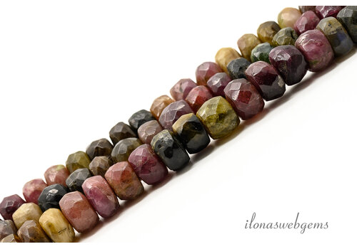 Tourmaline beads faceted roundel large size approx. 9x5mm