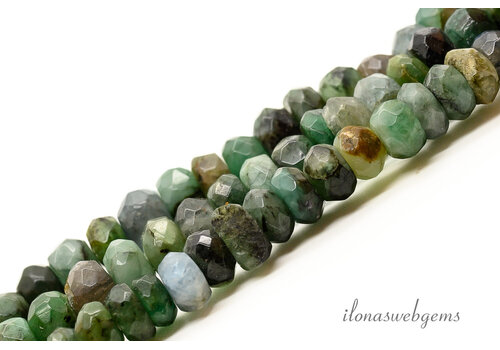 Emerald mix beads faceted roundel about 6x4mm