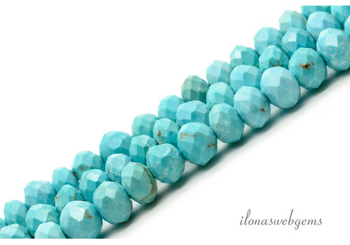 Türkis Howlith Perlen facettiert Rondell ca. 6x4mm