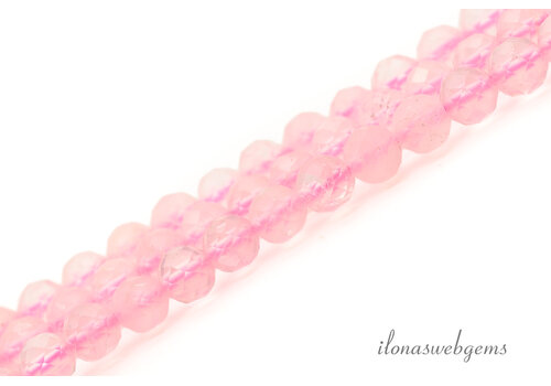 Rose quartz beads, round faceted, approx. 4mm