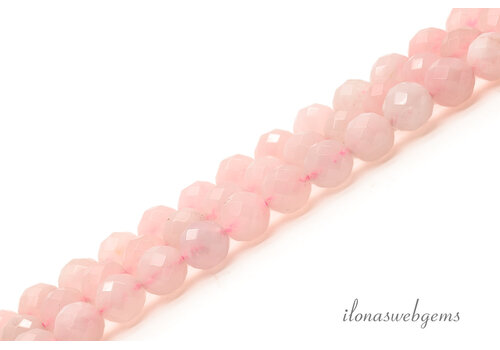 Rose quartz beads faceted around 8mm