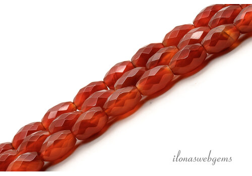 Karneol – Facettierte Karneolperlen, ca. 12 x 8 mm, Qualität A