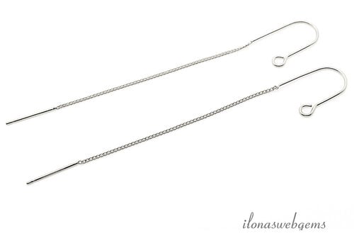 1 pair of Premium silver plated pull-through earwires approx. 79x0.7mm