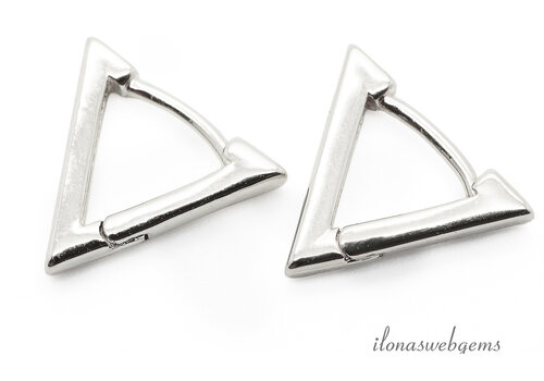1 paar Premium zilver plated oorhaakjes driehoek ca. 12 mm