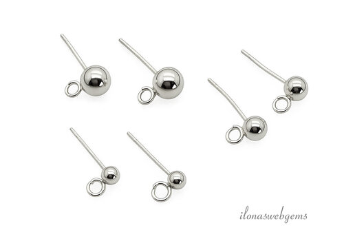 1 paar Premium zilver plated oorknopjes met bolletje 4mm