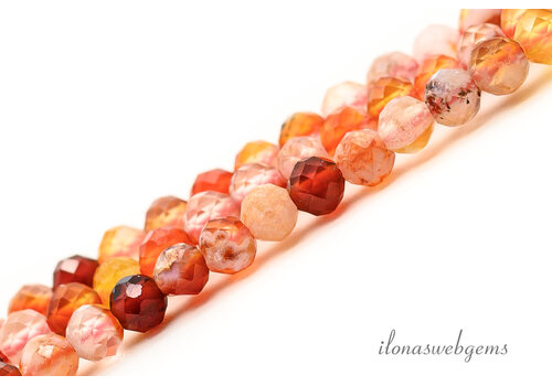 Karneol/Achat, facettiert, rund, ca. 2,5 mm