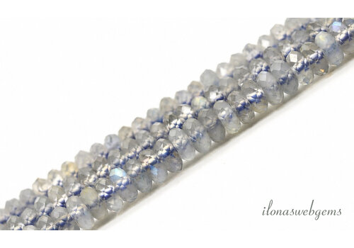 Labradorit-Perlen, facettiert, rund, ca. 3 x 1,5 mm