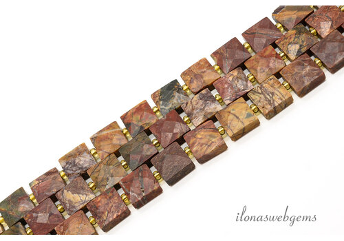 Red Creek Jasper-Perlen, facettiert, quadratisch, ca. 10 x 5 mm