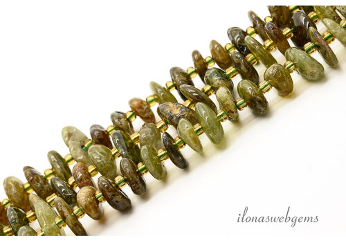 Groene Granaat kralen rond ca. 15x5mm