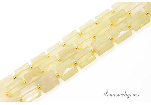 Lemon Quartz kralen facet vierkant ca. 10x5mm