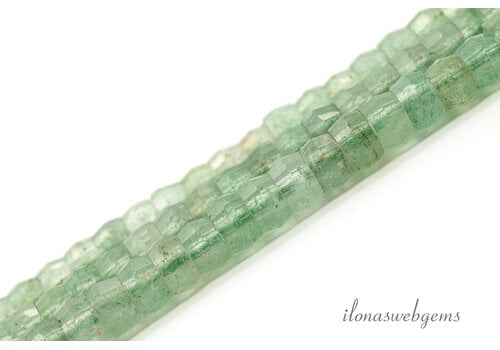 Groene Strawberry quartz kralen facet rondel ca. 4x2mm
