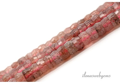 Strawberry Quartz kralen facet rondel ca. 4x2mm