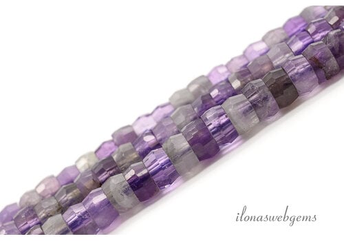 Facettierte Amethystperlen, rund, ca. 4 x 2 mm