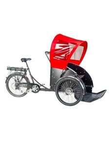CHRISTIANIA Christiania T-model (Taxi) Shimano Mid drive, integrated battery, canopy iwth hinge, bench with 2x harness, hydraulic brakes