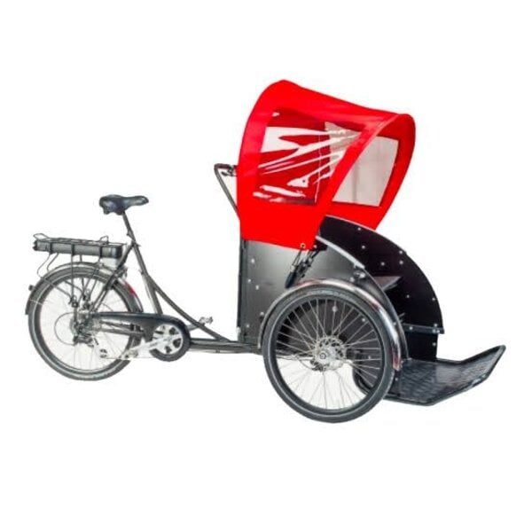 CHRISTIANIA Christiania T-model (Taxi) Shimano Mid drive, integrated battery, canopy iwth hinge, bench with 2x harness, hydraulic brakes