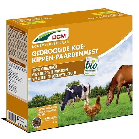 DCM Gedroogde Koe-Kippen-Paardenmest 3kg