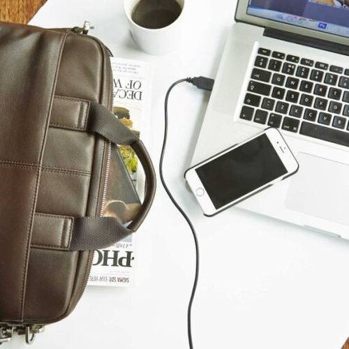 Knomo Knomo Stanford Leren Laptoptas Bruin