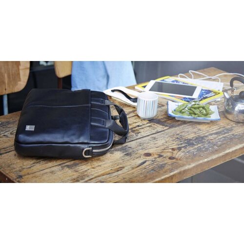 Knomo Knomo Stanford Leren Laptoptas Zwart