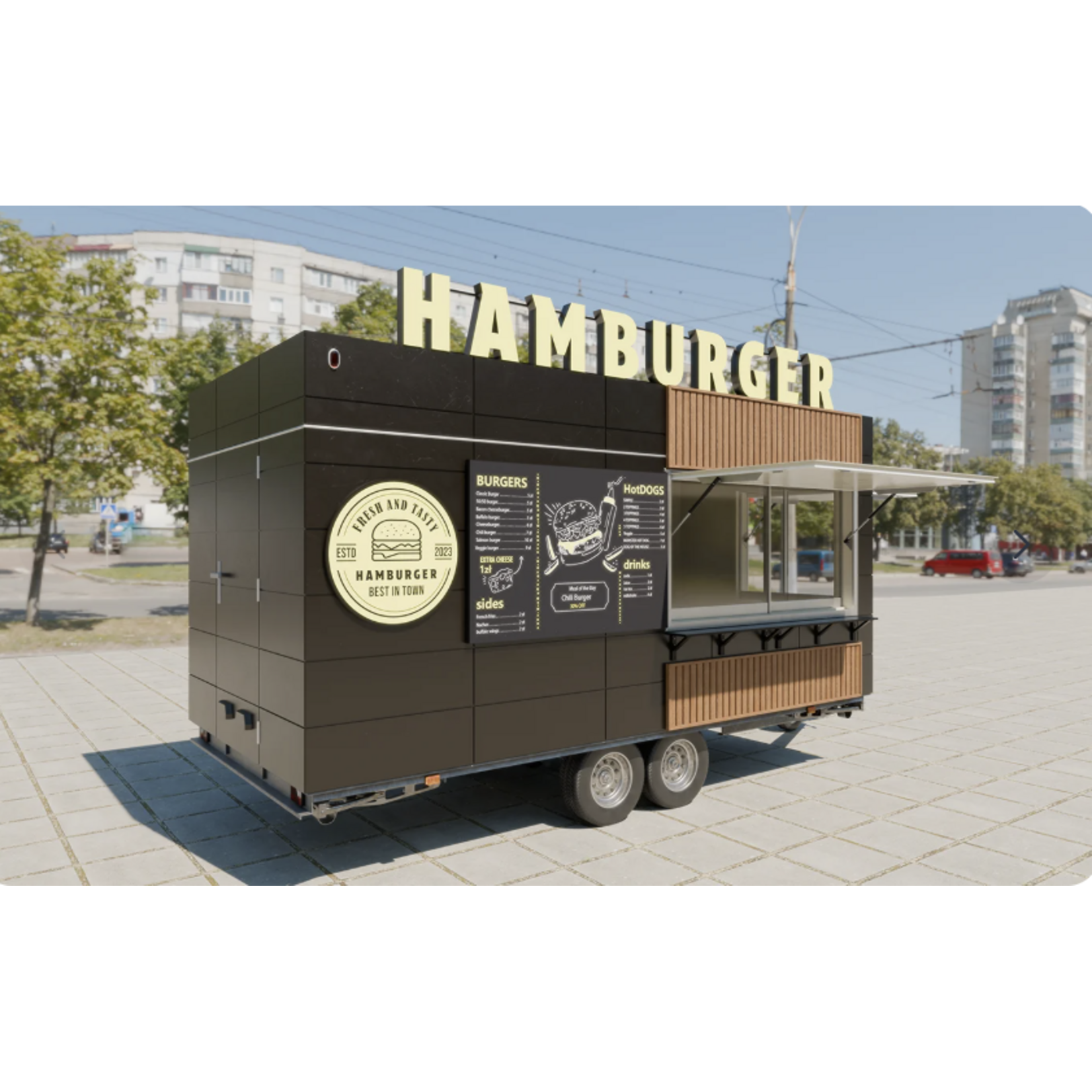NIEWIADÒW Remorque Foodtruck Burger Niewiadow 5,2 M