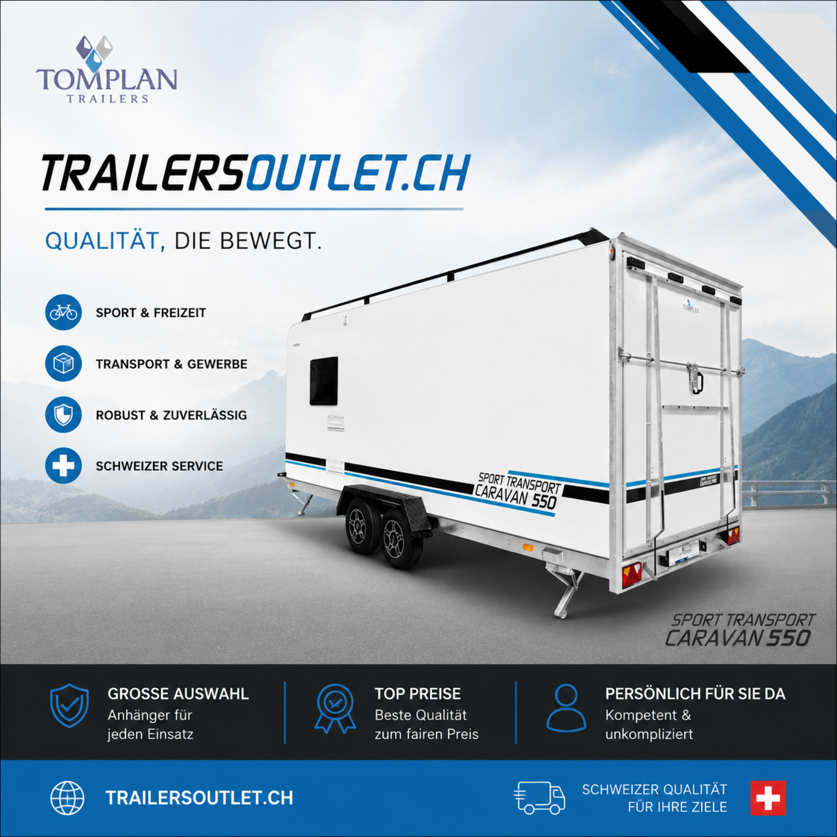 TOMPLAN Sportscaravan 550 – Sport Transport Caravan 550, 5500 x 2000 x 2100 mm, 2700 kg