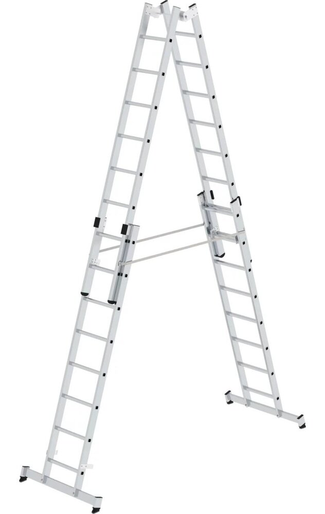Munk Aluminium dubbele ladder, verstelbaar, 4x8 sporten Munk Aluminium dubbele ladder, verstelbaar, 4x8 sporten