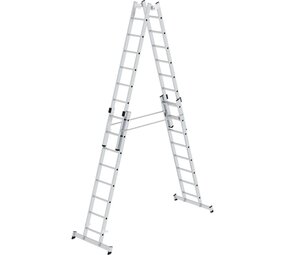 Munk Aluminium dubbele ladder, verstelbaar, 4x8 sporten Munk Aluminium dubbele ladder, verstelbaar, 4x8 sporten