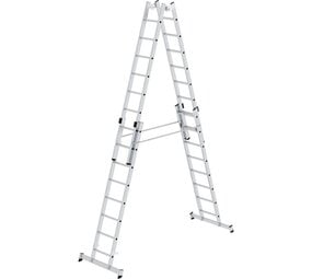 Roossien Aluminium dubbele ladder, verstelbaar, 4x8 sporten