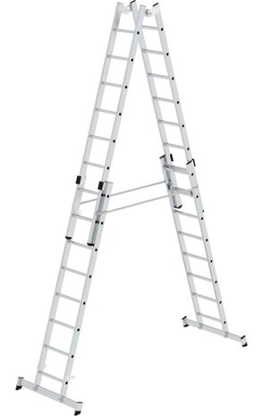 Roossien Aluminium dubbele ladder, verstelbaar, 4x8 sporten