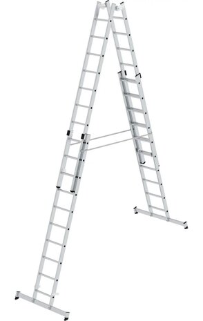 Roossien Aluminium dubbele ladder, verstelbaar, 4x10 sporten