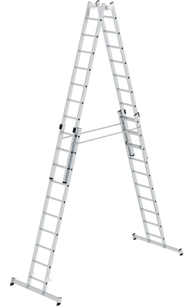 Munk Aluminium dubbele ladder, verstelbaar, 4x10 sporten Munk Aluminium dubbele ladder, verstelbaar, 4x10 sporten