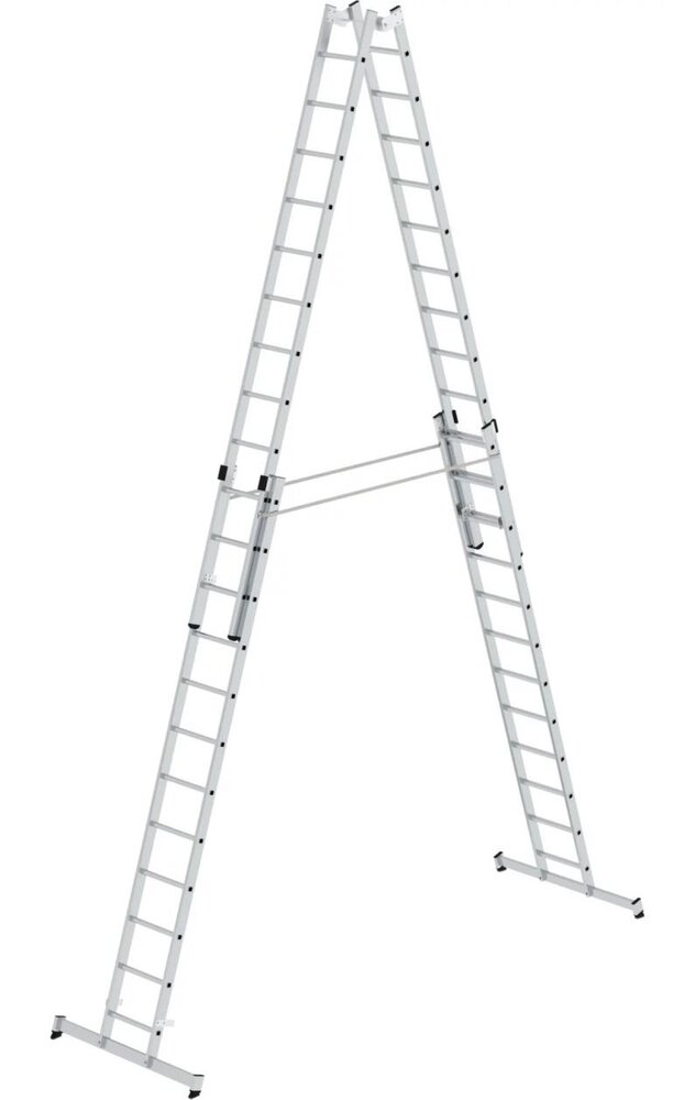 Munk Aluminium dubbele ladder, verstelbaar, 4x12 sporten Munk Aluminium dubbele ladder, verstelbaar, 4x12 sporten