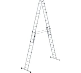 Roossien Aluminium dubbele ladder, verstelbaar, 4x12 sporten