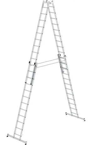Roossien Aluminium dubbele ladder, verstelbaar, 4x12 sporten