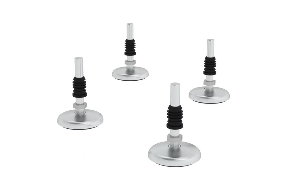 Set (4 stuks) ronde scharnierbare voetplaten Ø80mm, rubberen bodem