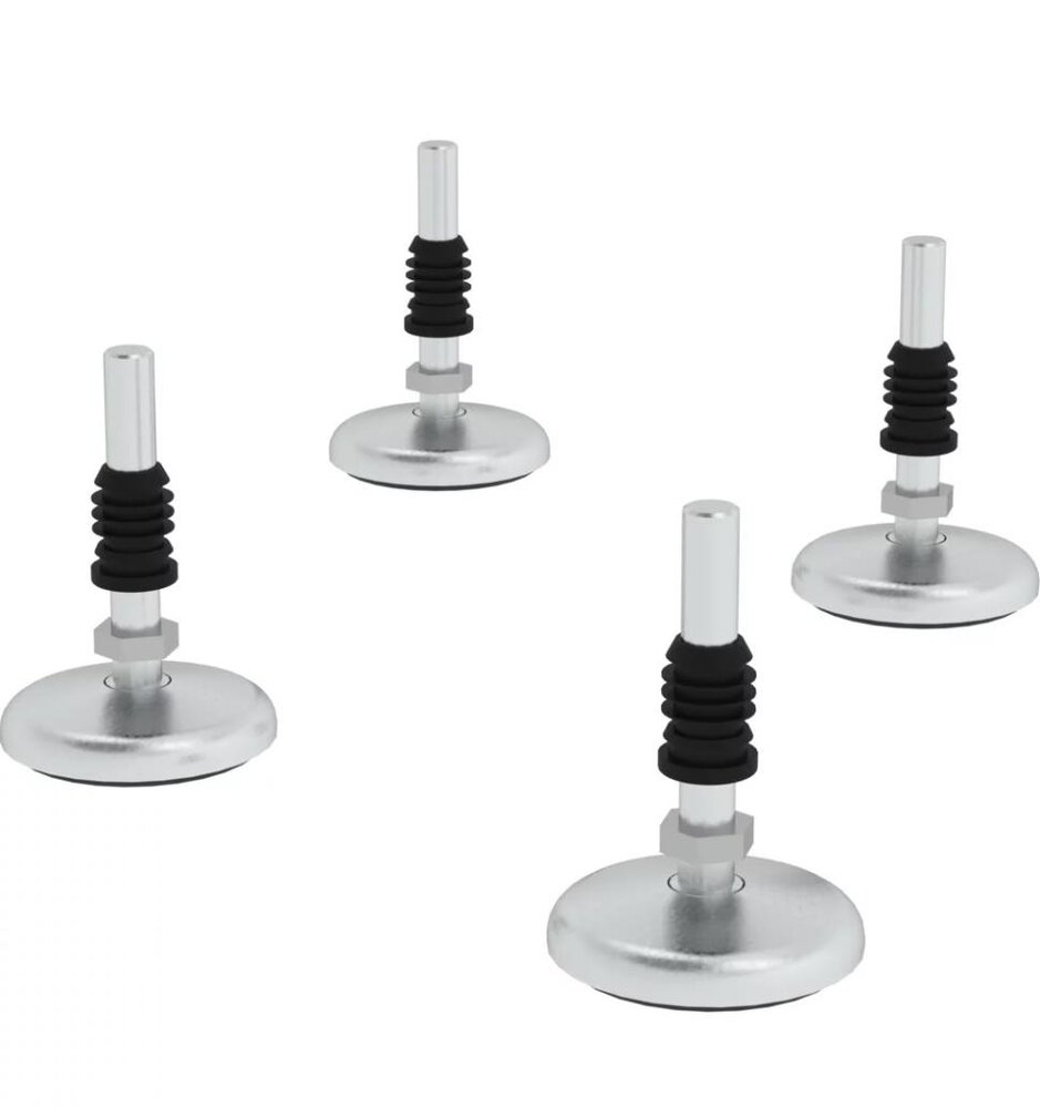 Roossien Set (4 stuks) ronde scharnierbare voetplaten Ø80mm, rubberen bodem