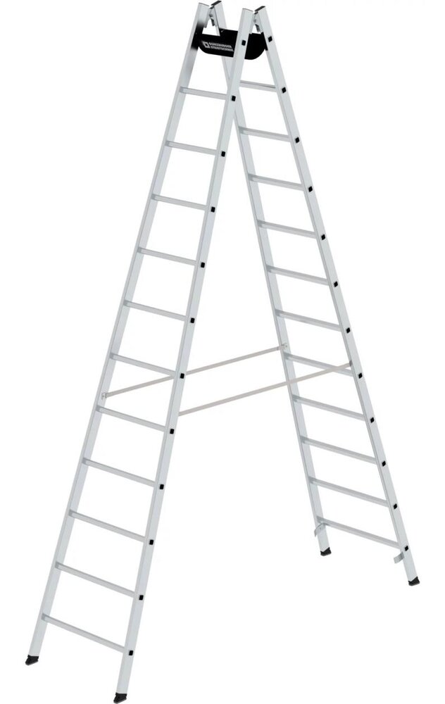 Roossien Aluminium dubbele ladder, 2x12 sporten
