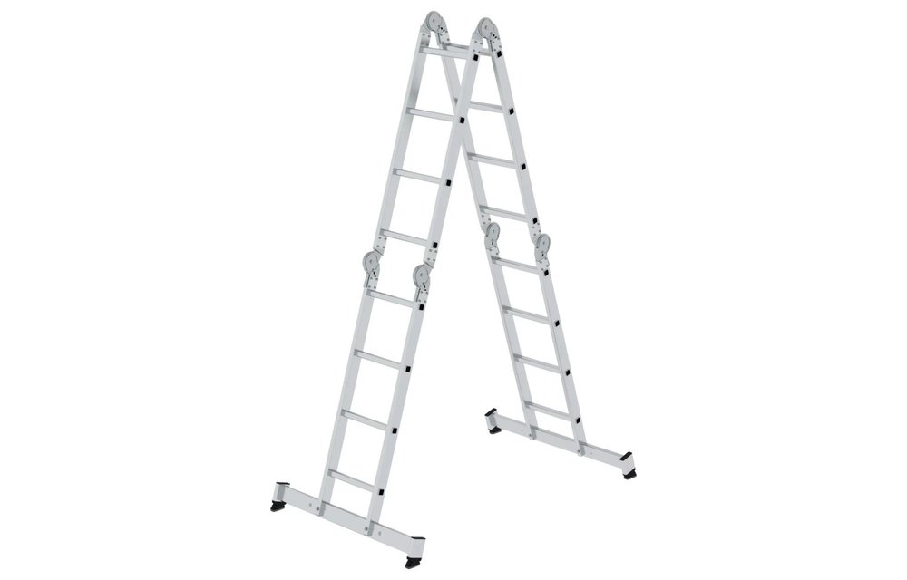 4-delige aluminium vouwladder, 4x4, met stabilisatiebalk