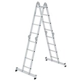 Munk 4-delige aluminium vouwladder, 4x4, met stabilisatiebalk