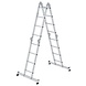 Munk 4-delige aluminium vouwladder, 4x4, met stabilisatiebalk Munk 4-delige aluminium vouwladder, 4x4, met stabilisatiebalk