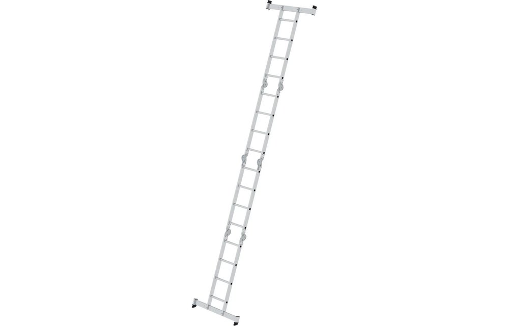 4-delige aluminium vouwladder, 4x4, met stabilisatiebalk
