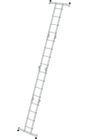 Roossien 4-delige aluminium vouwladder, 4x4, met stabilisatiebalk Roossien 4-delige aluminium vouwladder, 4x4, met stabilisatiebalk
