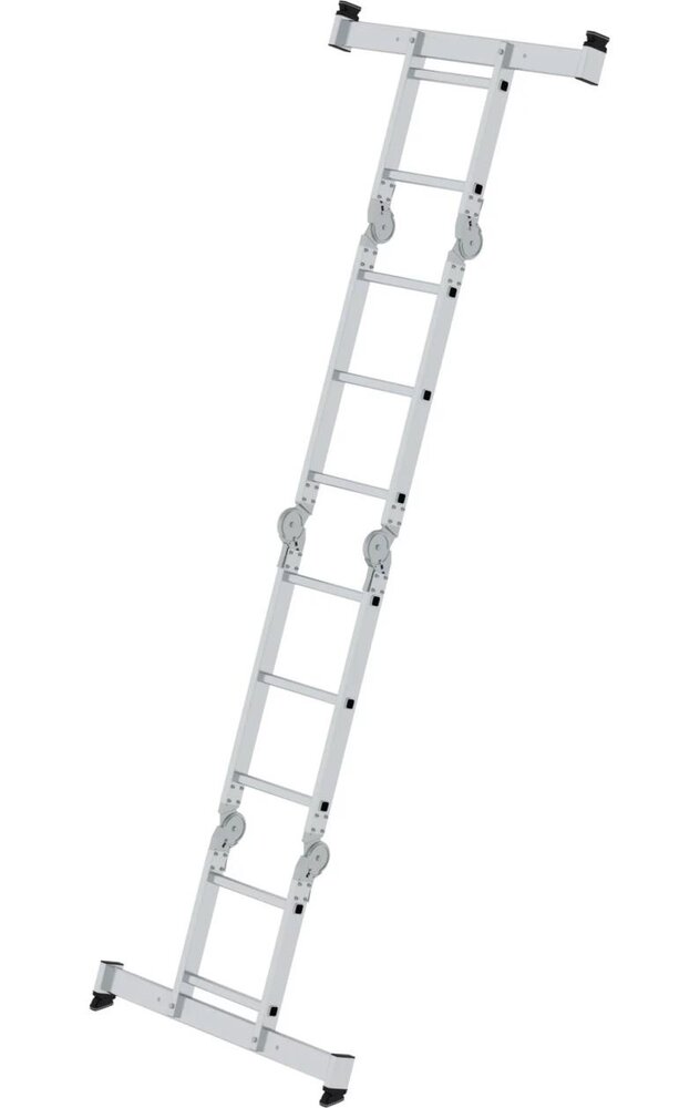 Munk 4-delige aluminium vouwladder, 2x2 + 2x3, met stabilisatiebalk