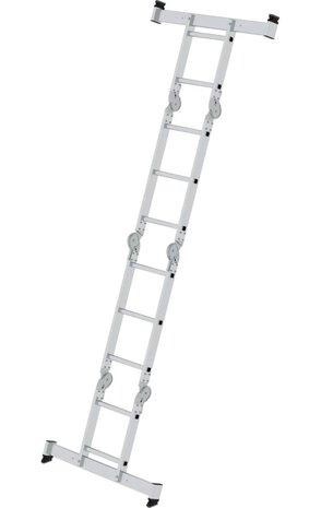 Munk 4-delige aluminium vouwladder, 2x2 + 2x3, met stabilisatiebalk