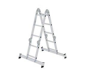 Munk 4-delige aluminium vouwladder, 2x2 + 2x3, met stabilisatiebalk Munk 4-delige aluminium vouwladder, 2x2 + 2x3, met stabilisatiebalk