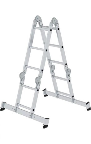 Munk 4-delige aluminium vouwladder, 2x2 + 2x3, met stabilisatiebalk