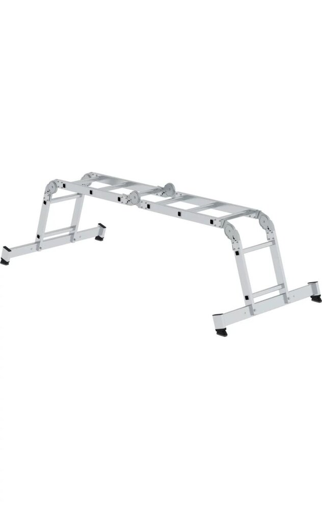 Roossien 4-delige aluminium vouwladder, 2x2 + 2x3, met stabilisatiebalk Roossien 4-delige aluminium vouwladder, 2x2 + 2x3, met stabilisatiebalk