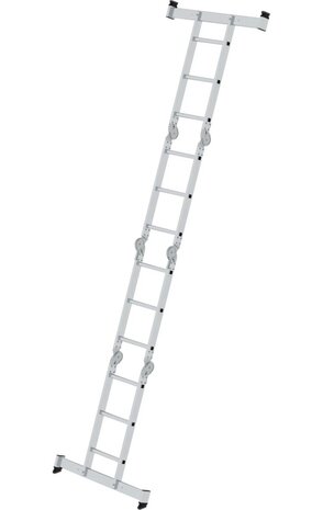Roossien 4-delige aluminium vouwladder, 4x3, met stabilisatiebalk Roossien 4-delige aluminium vouwladder, 4x3, met stabilisatiebalk