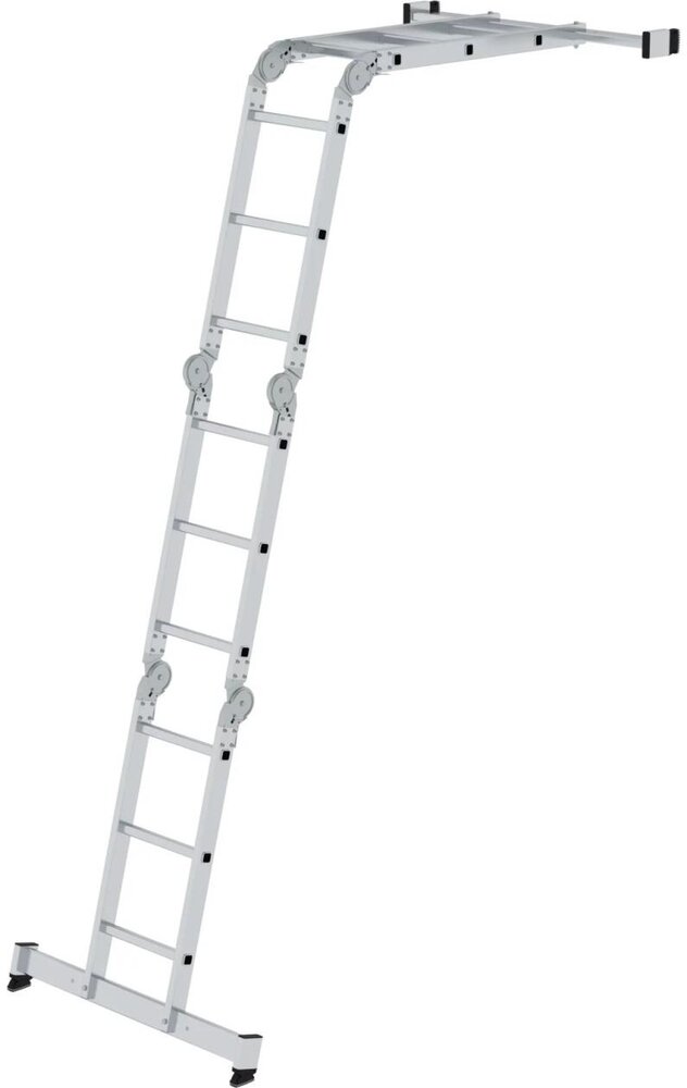 Roossien 4-delige aluminium vouwladder, 4x3, met stabilisatiebalk Roossien 4-delige aluminium vouwladder, 4x3, met stabilisatiebalk