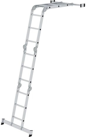 Roossien 4-delige aluminium vouwladder, 4x3, met stabilisatiebalk Roossien 4-delige aluminium vouwladder, 4x3, met stabilisatiebalk