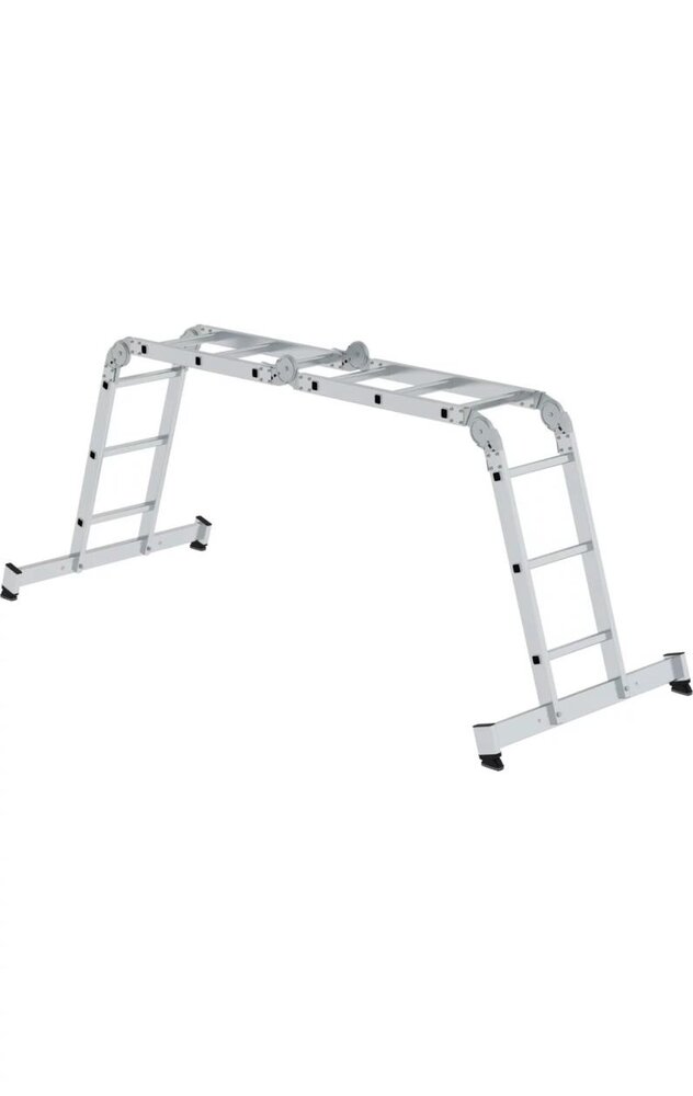 Roossien 4-delige aluminium vouwladder, 4x3, met stabilisatiebalk Roossien 4-delige aluminium vouwladder, 4x3, met stabilisatiebalk